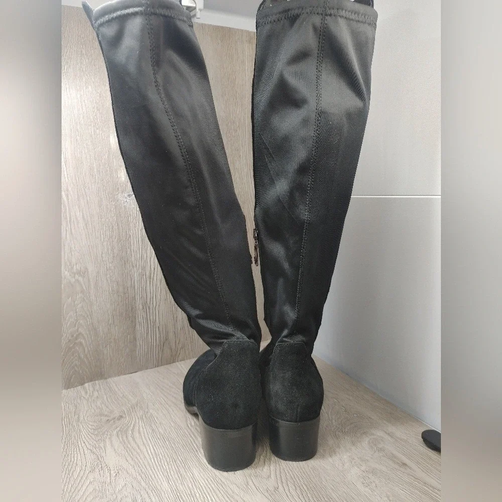 Blondo Gallo Riding Knee Boot Black Suede‎ Waterproof Block Heel 8.5 B6225
